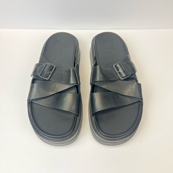 Chaco Shoes - Chaco Townes Midform Leather Slides Sandals Women’s Size 11 M Black Leather
